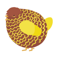 A russet and yellow chicken with a lace pattern