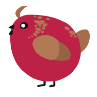A crimson and brown chicken with a neck-speckle pattern