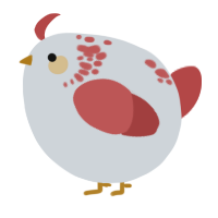 A mist and red chicken with a neck-speckle pattern