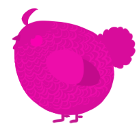 A fuchsia chicken with a double-lace pattern