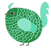 A viridian and mint chicken with a lace pattern