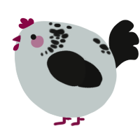 A silver and black chicken with a neck-speckle pattern