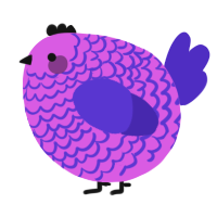 A orchid and indigo chicken with a lace pattern