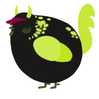 A sable and lime chicken with a neck-speckle pattern