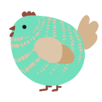 A mint and beige chicken with a bar pattern