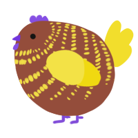 A russet and yellow chicken with a bar pattern