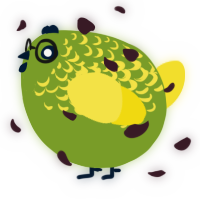 A chartreuse and yellow chicken with a half-lace pattern