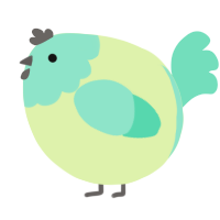 A apple and mint chicken with a head pattern