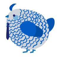 A mist and ultramarine chicken with a lace pattern