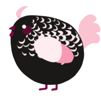 A sable and rose chicken with a half-lace pattern