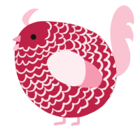 A crimson and rose chicken with a lace pattern