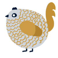 A mist and gold chicken with a lace pattern
