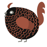 A black and russet chicken with a lace pattern