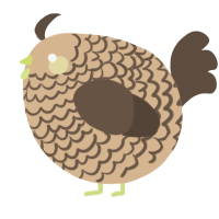 A beige and bark chicken with a lace pattern