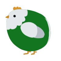 A leaf and mist chicken with a head pattern