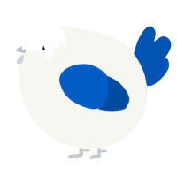A white and ultramarine chicken