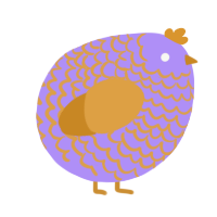 A lilac and orange chicken with a lace pattern