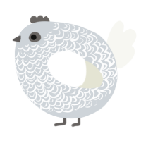 A mist and white chicken with a double-lace pattern