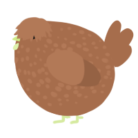 A brown chicken with a speckle pattern
