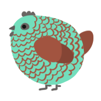 A mint and russet chicken with a lace pattern