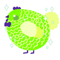 A grass and apple chicken with a lace pattern