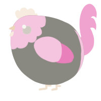 A ash and pink chicken with a head pattern
