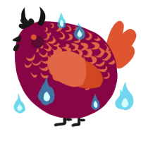 A maroon and vermilion chicken with a half-lace pattern