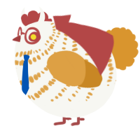 A white and orange chicken with a bar pattern