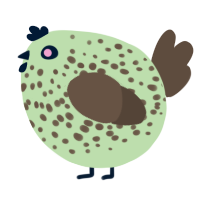A gluppy and bark chicken with a speckle pattern