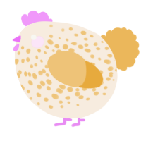 A cream and honey chicken with a speckle pattern