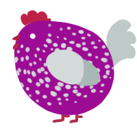 A plum and silver chicken with a speckle pattern