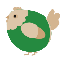 A viridian and beige chicken with a head pattern