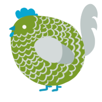 A chartreuse and silver chicken with a lace pattern