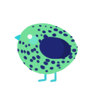 A spring and navy chicken with a speckle pattern