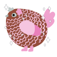 A russet and pink chicken with a lace pattern
