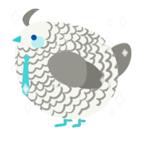 A white and ash chicken with a lace pattern
