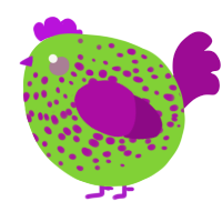 A grass and plum chicken with a speckle pattern
