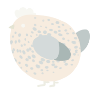 A cream and silver chicken with a speckle pattern