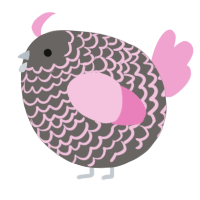 A grey and pink chicken with a lace pattern