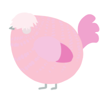 A rose and pink chicken with a bar pattern