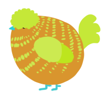 A orange and lime chicken with a bar pattern