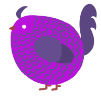 A amethyst and overcast chicken with a lace pattern