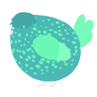 A red and maroon chicken with a speckle pattern
