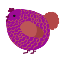 A plum and red chicken with a lace pattern