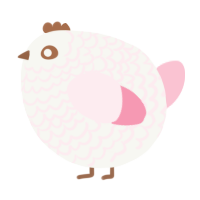 A white and rose chicken with a lace pattern