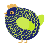A navy and lime chicken with a lace pattern