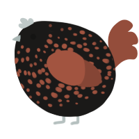 A sable and russet chicken with a speckle pattern
