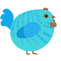 A aqua and sky chicken with a bar pattern
