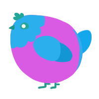 A orchid and sky chicken with a head pattern