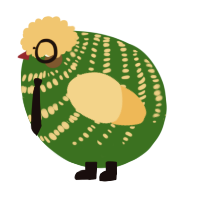 A leaf and honey chicken with a bar pattern
